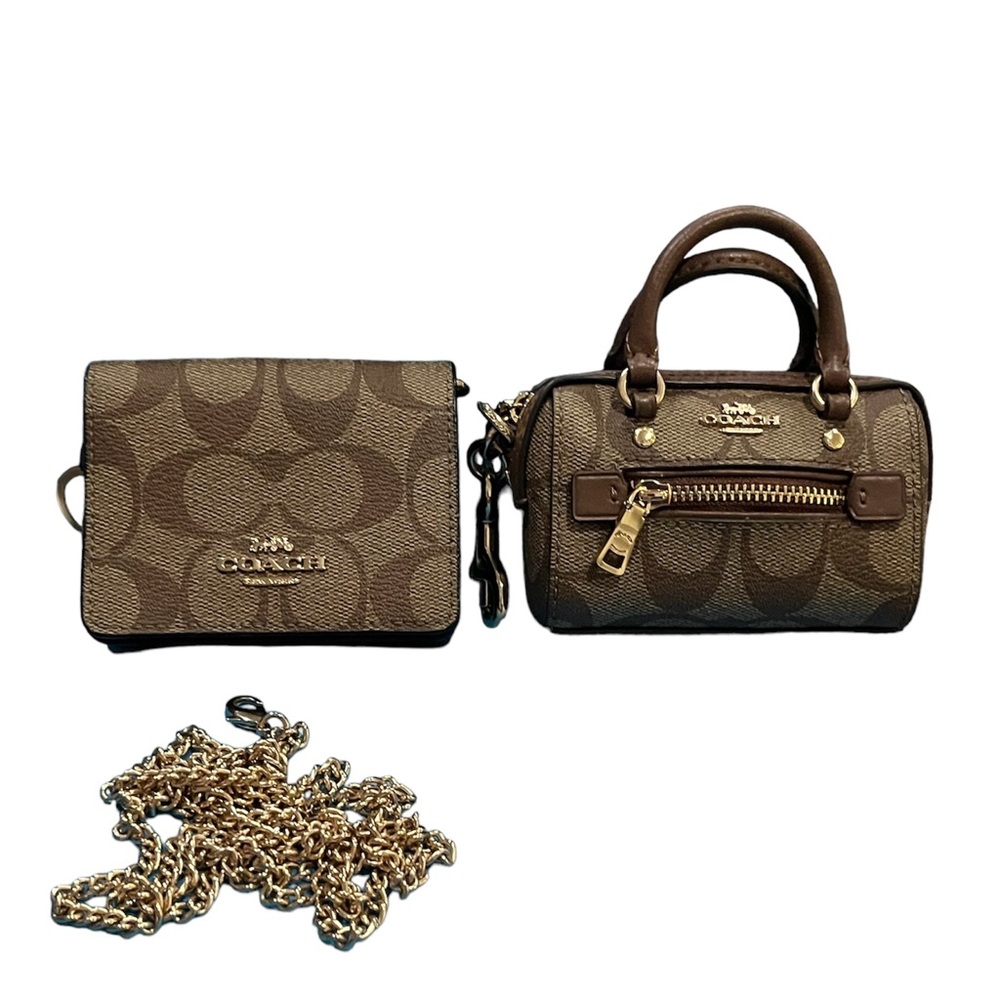 Mini Wallet On A Chain & Mini Rowan Satchel Bag Charm In Signature Canvas BUNDLE